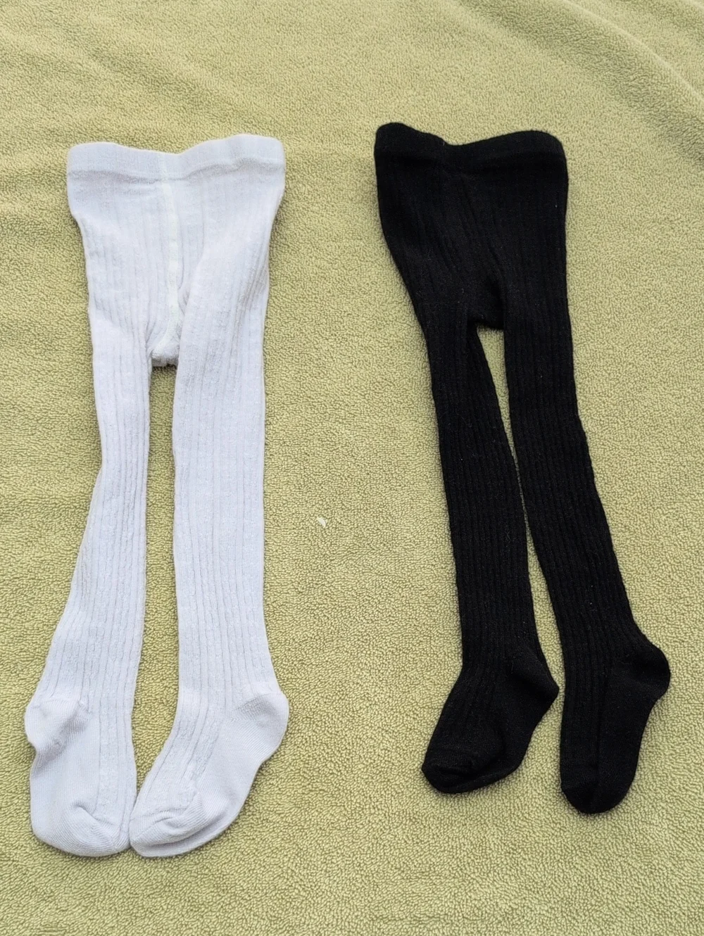 Girls Ribbed Stockings Socks - Black & Grey
